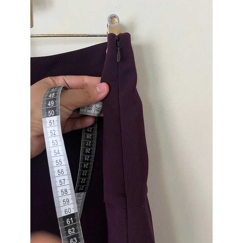 LOFT Purple Ribbed Flounce Drop Waist Mini Skirt dark academy Size 10 NWT